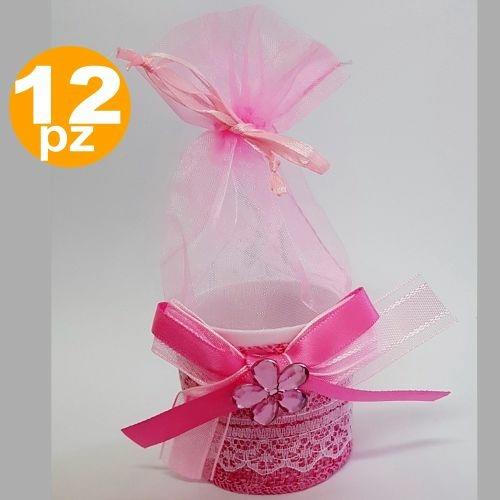 Bomboniera Scatolina Rosa Fiore Sacchetto Organza Portaconfetti Nascita  Battesimo - ND - Idee regalo