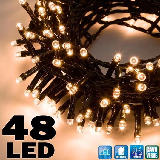 Catena Luminosa 5Mt Luci Natale 48Led A Batteria Bianco Caldo Interno  Esterno - ND - Idee regalo | IBS