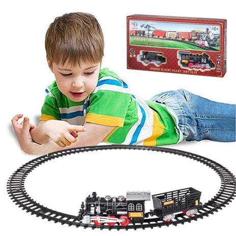 Pista Treno Trenino Per Bambini 204Cm Con Binari Locomotiva Vagone Luci E Suoni