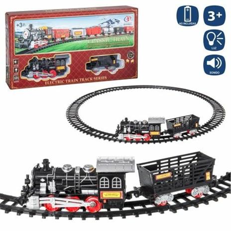 Pista Treno Trenino Per Bambini 204Cm Con Binari Locomotiva Vagone Luci E Suoni - 2