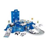 Playset Stazione Forze Dell'Ordine Con Rampe Pitstop 3 Macchinine 1 Elicottero