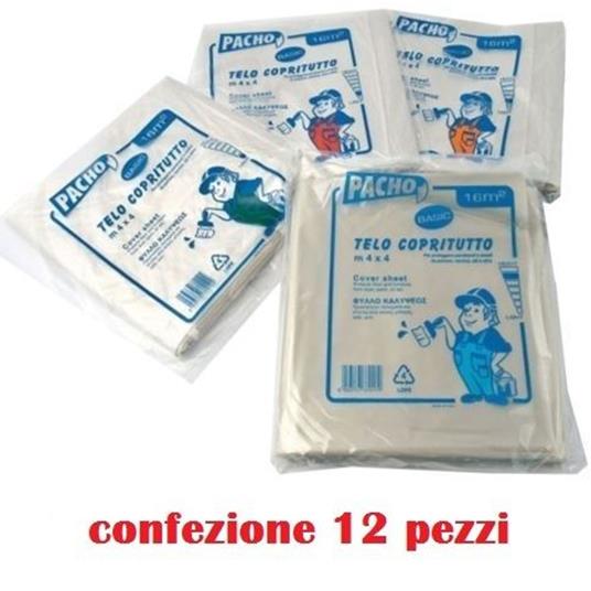 Trade Shop - Set 12 Telo Copritutto Multiuso Protegge Pavimenti Mobili Auto  Sedie 4x4m