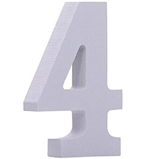 Numero 4 In Legno Bianco 11Cm Decorazione Confettata Matrimonio Compleanno Promessa