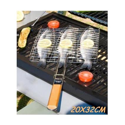 Griglia Barbecue Doppia 20X32Cm Grill Antiaderente Brace Camino Per Pesce Carne