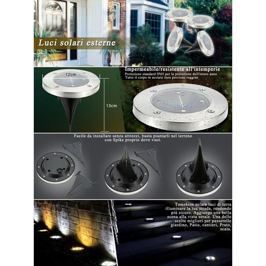 2 X LAMPADA LUCE LED SOLARE DISK LIGHTS ESTERNO GIARDINO WATERPROOF SEGNA  PASSO - Trade Shop TRAESIO - Idee regalo | IBS