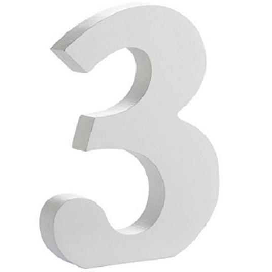 Numero 3 Legno Bianco 11Cm Decorazione Confettata Matrimonio Compleanno Wedding