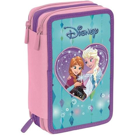 Astuccio Completo 3 Zip Frozen Elsa Anna Accessoriato Bambine Scuola