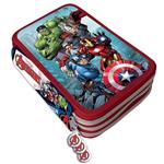 Astuccio Portapastelli Scuola 3 Zip Avengers Accessoriato Con Pastelli Pennarelli