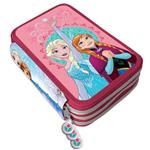 Astuccio Portapastelli Scuola 3 Zip Frozen Accessoriato Con Pastelli Pennarelli