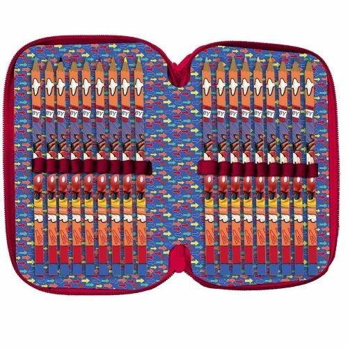 Astuccio Portapastelli Scuola 3 Zip Topolino Accessoriato Pastelli Pennarelli - 2