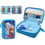 Astuccio Frozen Anna Elsa Disney 3 Zip Scomparto Accessoriato Scuola Bambini