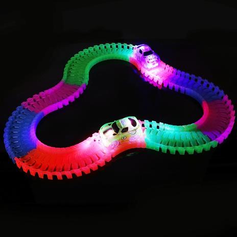 PISTA MACCHININE FLESSIBILE COSTRUZIONI FLUORESCENTE AUTO CON LUCI BAMBINI - 2