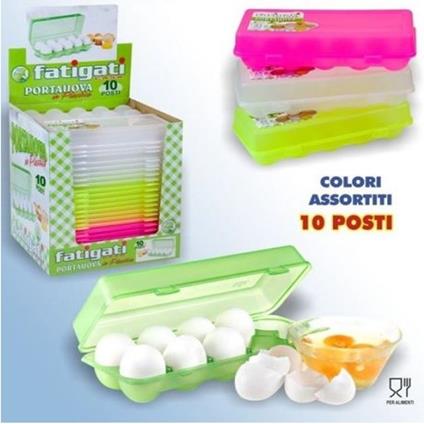 Portauova Porta 10 Uova Posti Contenitore Frigo Plastica Colorato Scatola  Dfh