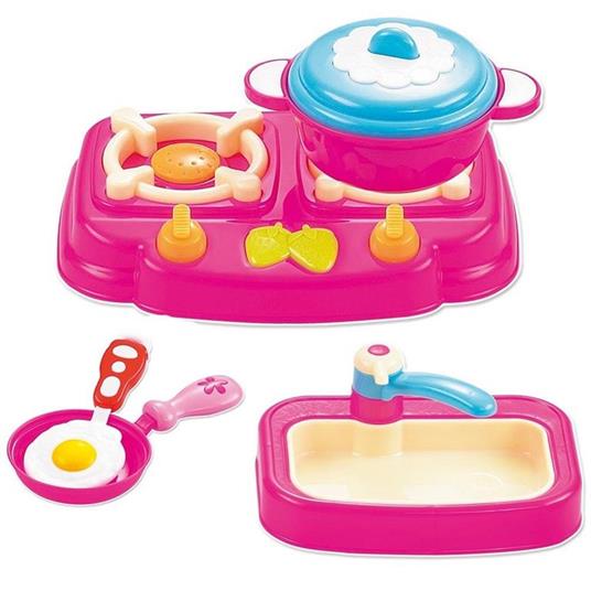 Set Gioco Piccoli Chef Con Fornello Lavandino Frutta Verdura E Accessori 3+ Anni