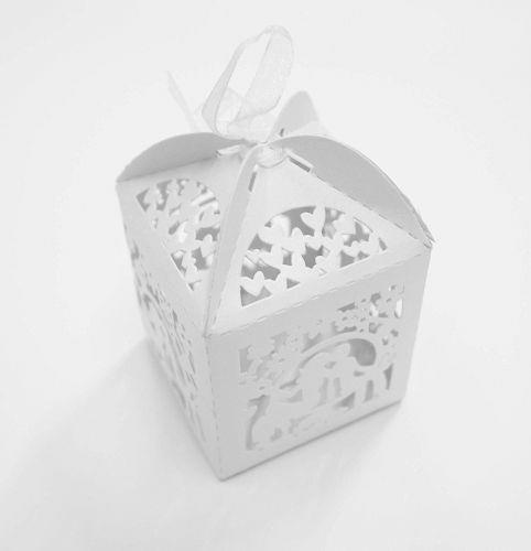 Set 12 Pezzi Bomboniera Bomboniere Scatola Sposi Bianco 5.5X5.5X8Cm Matrimonio - 2