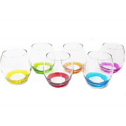 Bicchieri Tondo 6 Pezzi Fondo Colorati In Vetro Da Tavola Multicolore Made  Italy - ND - Idee regalo | IBS