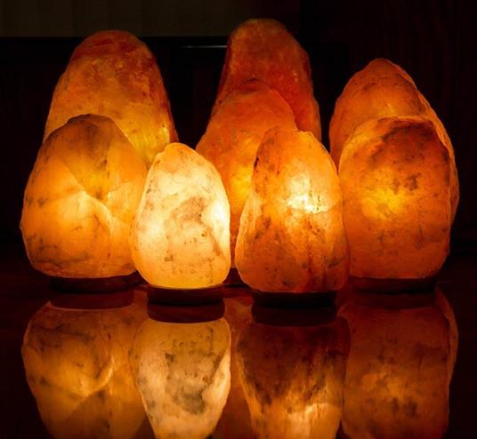 Lampada Pietra Di Sale Himalayano Con Base In Cedro Allevia Stress Purifica  Aria - Trade Shop TRAESIO - Idee regalo