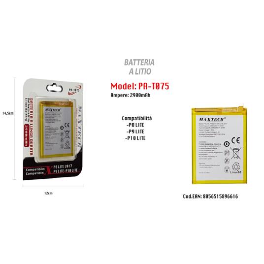 Batteria A Litio 2900mah Per Huawei P9 Lite P10 Lite P8 Lite 2017 Maxtech  Pa-T075 - Trade Shop TRAESIO - Telefonia e GPS | IBS