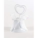 Set 6Pz Campanelle Segnaposto Cuore Clip Nastrino Bianco Segnatavola Bomboniera Wedding