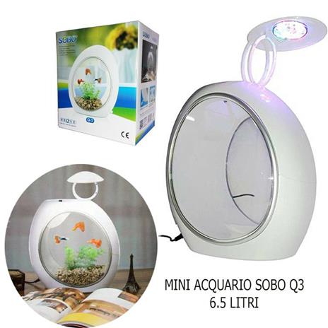 Acquario Mini Sobo 6.5 Litri Q-3 Luce Led Ovale Pesci Filtrazione Incorporporata