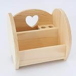 Portapenne Tondo Cuore Legno Organizzatore Scrivania Portaoggetti Matite Ufficio Casa