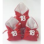 Set 12Pz Sacchetto Rosso Numero 18 Anni Juta 10X13Cm Bomboniera Portaconfetti