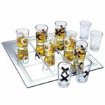 Gioco Tris Alcolico 10 Pz Tic Tac Toe Tavolo Vetro 9 Bicchieri Liquore Adulti