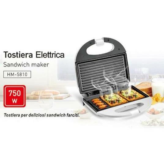 Piastra Elettrica Tostiera Per Toast 750 Watt Con Piastre Grill  Antiaderenti - ND - Casa e Cucina | IBS