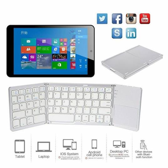 Mini Tastiera Bluetooth Pieghevole Wireless Ios/Android/Windows Touchpad -  Trade Shop TRAESIO - Informatica | IBS