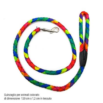 Guinzaglio Per Animali Cani Cane 1,2x120 Cm In Tessuto Gancio Acciaio Multicolor