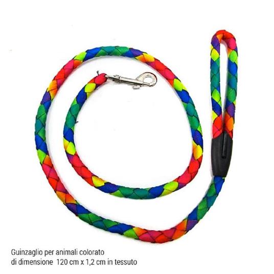 Guinzaglio Per Animali Cani Cane 1,2x120 Cm In Tessuto Gancio Acciaio Multicolor