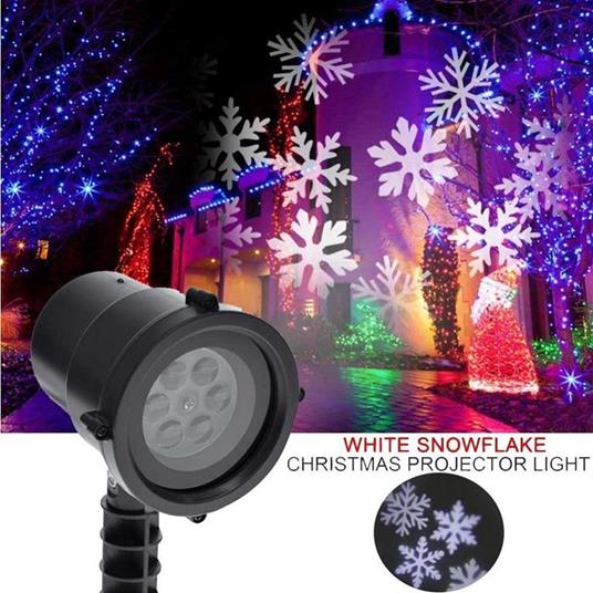 Proiettore Laser Led Rgb Natale Esterno Giochi Luce Fiocchi Di Neve Bianco  - ND - Idee regalo | IBS