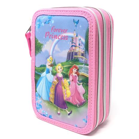 Astuccio Scuola 3D Principesse Cenerentola Rapunzel Ariel Disney 3 Zip Cerniere