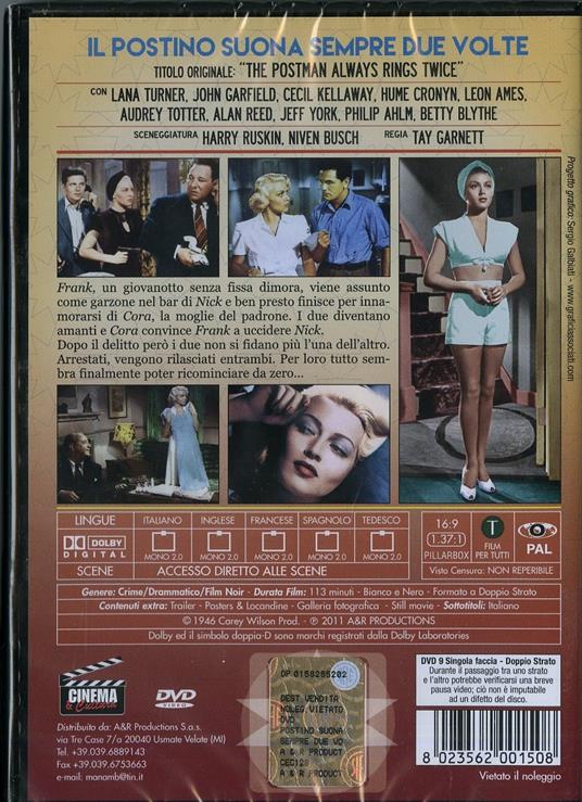 Il postino suona sempre due volte di Tay Garnett - DVD - 2