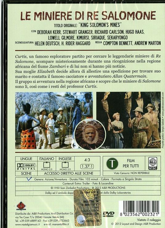 Le miniere di Re Salomone - DVD - Film di Compton Bennett , Andrew Marton  Avventura | IBS