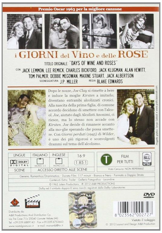 I giorni del vino e delle rose - DVD - Film di Blake Edwards Drammatico |  IBS