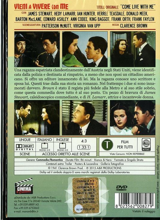 Vieni a vivere con me di Clarence Brown - DVD - 2