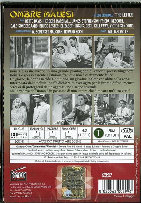 Ombre malesi di William Wyler - DVD - 2