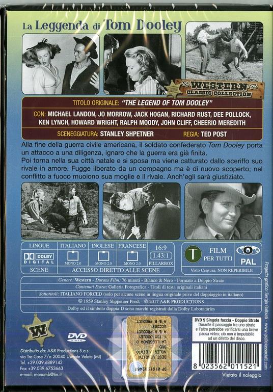 La leggenda di Tom Dooley (DVD) - DVD - Film di Ted Post Avventura | IBS