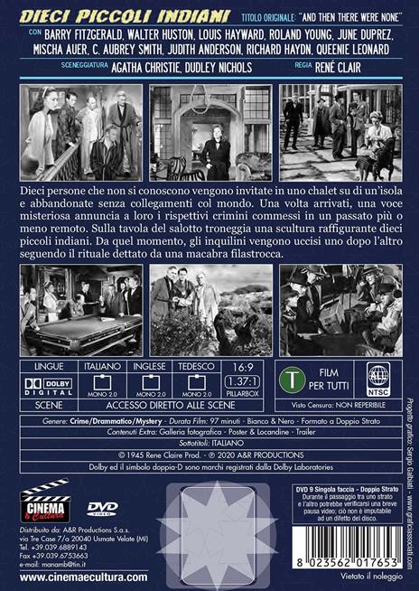 Dieci Piccoli Indiani (1945 ) Dvd di René Clair