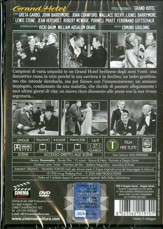 Grand Hotel (DVD) - DVD - Film di Edmund Goulding Drammatico | IBS