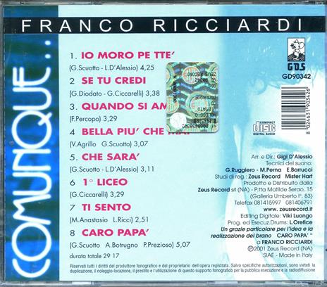 Comunque - CD Audio di Franco Ricciardi - 2