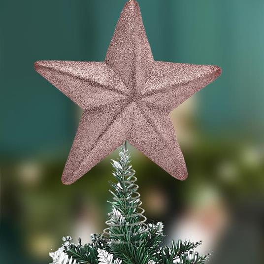 Puntale Forma Stella Rosa con Glitter Altezza 30cm Decorazione Albero di  Natale - Bakaji - Casa e Cucina | IBS