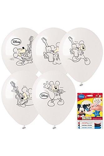 Casa Di Topolino. Kit Palloncini Fantasia E Colora. 5 Palloncini Con Pennarelli