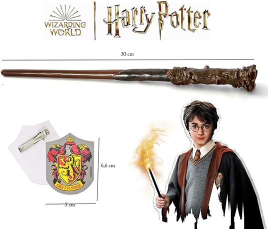 Ciao- Bacchetta Harry Potter (30cm) con Stemma Gryffindor in Scatola Clip Unisex, Marrone, 20192 - 3