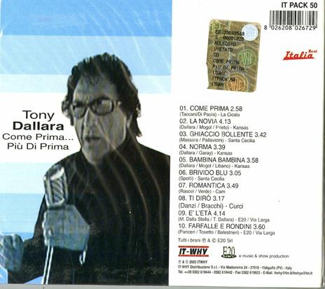 Come prima più di prima - CD Audio di Tony Dallara - 2