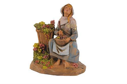 Statuina Presepe pastorella con vaso (271) cm.12 tipo legno Fontanini