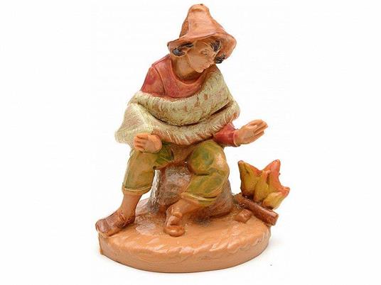 Fontanini Pastore Con Fuoco 6,5Cm In Resina Statuina Presepe (F-256)