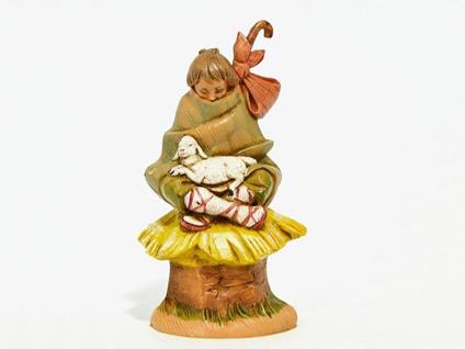 Fontanini Pastore Seduto Con Agnello 12Cm Statuina In Resina Presepe (F-63)