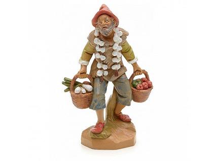 Fontanini Pastore Con Ortaggi 12Cm In Resina Statuina Presepe (F-76)